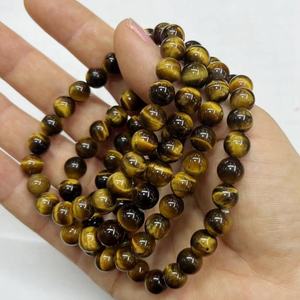 Pulsera de Ojo de Tigre Amarillo de Grado AAA, Cuentas Redondas Semipreciosas al por Mayor, 8mm, 7.5 Pulgadas - Product Image 2