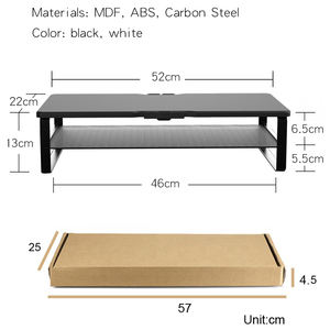 Soporte de monitor de escritorio resistente de estilo industrial de madera Soporte de monitor de estudio de malla de hierro doble para computadora portátil - Product Image 6