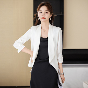 Women's Acetate Satin Blazer Slim Fit Solid Color Anti-Wrinkle Professional Outerwear Spring 2024 Style - Product Image 2