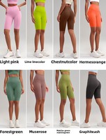 Celana Yoga Solid Five-Point NS Bare-Feel Wanita, Celana Pendek Yoga Fitness Bersepeda High-Waist Seamless Pengangkat Bokong untuk Musim Panas