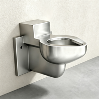 WC mural monobloc moderne en acier inoxydable 304 avec fonction anti-collision et chasse d'eau par gravité pour toilettes, prisons et centres de détention
