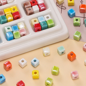 <b>Ceramic</b> Square Beads 6mm Colorful Loose Beads For Bracelet Making DIY Crafting Supplies Wholesale Yiwu Origin - Product Image 4