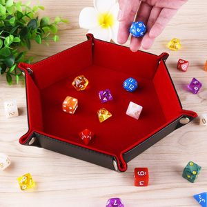 Estuche para dados hexagonal de doble capa de cuero PU duradero al por mayor, bandeja plegable para juegos de mesa D&D - Product Image 5