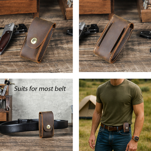 Dropship Wholesale Vintage Handmade EDC <strong>Pouch</strong> for Folding Knife Crazy Horse <strong>Leather</strong> Tool <strong>Belt</strong> <strong>Pouch</strong> for Pocket Knife Flashlights - Product Image 3