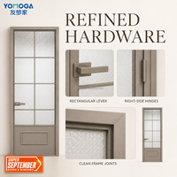 Puerta de Baño de Aluminio con Vidrio de Privacidad de Diseño y Rejilla Vintage para Hoteles
