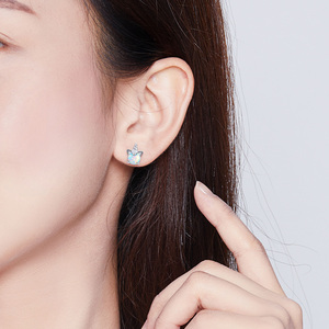 <span class=keywords><strong>Bamoer</strong></span>-pendientes de plata de primera ley con forma de unicornio para mujer, aretes pequeños, plata esterlina 925, Ópalo, hipoalergénico, fiesta, SCE737 - Product Image 6