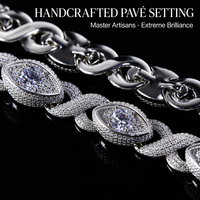 Collier Marquise Iced Out Hiphop Bling Bling, Chaîne en Laiton Pavée de Zircons Cubiques 5A pour Hommes, Bijoux de Luxe Hiphop, Vente Directe Usine