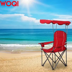 WOQI einziehbarer tragbarer camping-lounge-stuhl, rasenwandern, strandfischen, übergroßer klappstuhl mit sonnenschutz