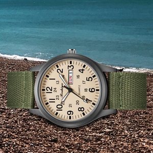 Orologi al Quarzo di Lusso da <span class=keywords><strong>Uomo</strong></span> Nuovo GA62028 con Quadrante in Vetro Smerigliato <span class=keywords><strong>Verde</strong></span> 42MM Cinturino in Pelle Stile Gentiluomo con Calendario - Product Image 3