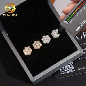 Pendientes Zuanfa Iced Out Cluster Flower Moissanite Oro Plata Hip Hop Joyería de Plata de Ley 925 Envío Rápido Stock Local - Product Image 2