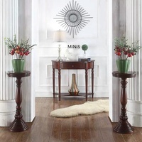 Table d'angle d'entrée en bois massif de style européen pour hôtel, maison, salon, chambre, villa, en chêne blanc brun antique, pour plantes et fleurs