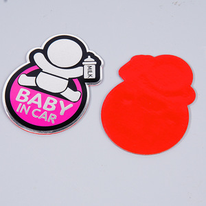 Custom Baby In Car <b>Metal</b> <b>Sticker</b> Aluminum Stainless Steel Safety Sign For Vehicle Decoration - Product Image 1