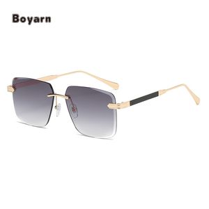 New Fashion Unisex Rimless Big Frame Oversized UV400 Protection Stainless Frame PC Lenses Gradient Trendy <b>Sunglasses</b> - Product Image 5