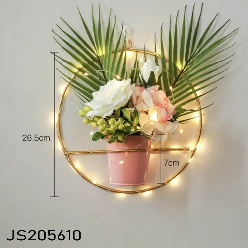 Sıcak satış ev dekorasyon demir çiçek askı Pot avrupa LED ışık asılı Pot yuvarlak tencere