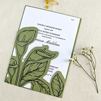Suite d'invitations de mariage découpées au laser motif Calla Lily vert sauge, impression typographique, carte d'insertion personnalisée pour événement de mariage