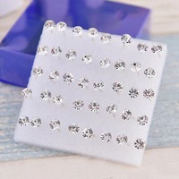 Pendientes de Botón con Aguja de Plástico, Éxito de Ventas Estilo Coreano, Venta Directa de Fábrica, con Pequeños Diamantes de Imitación para Mujeres y Estudiantes, Moda Transfronteriza