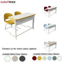 Ensemble de bureau et chaise d'élève pour salle de classe moderne, double siège, structure métallique, hauteur réglable, mobilier scolaire de haute qualité