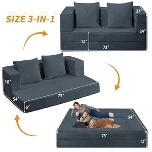 Canapé-lit pliant convertible avec coussins en éponge offerts, fausse fourrure de haute qualité <span class=keywords><strong>pour</strong></span> chambre et <span class=keywords><strong>studio</strong></span> - Product Image 2