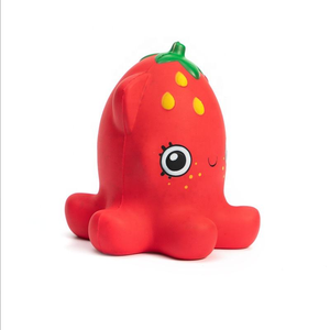 Balle anti-stress en mousse PU souple personnalisable avec logo, motif pieuvre fraise, pour garçons et filles de 5 à 7 ans, soulagement de l'anxiété, couleur rouge - Product Image 2