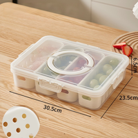 Plateau de service en plastique compartimenté avec couvercle et poignée, boîte de rangement alimentaire portable, boîte à collation divisée pour fruits et légumes