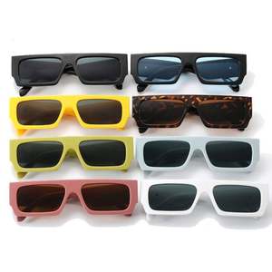 Nouveauté 2022, lunettes de soleil carrées jaunes rétro tendance, lunettes de soleil rectangulaires couleur bonbon pour hommes - Product Image 4