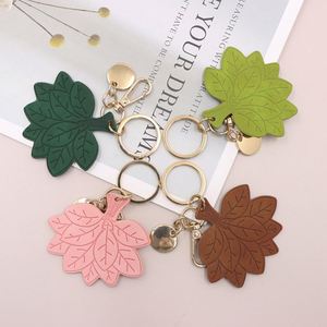 Lucky Charms PU Leather Light Keychain Stylish Bag Charm Key Chains Leaf Shape <b>Keyring</b> Pendants - Product Image 3