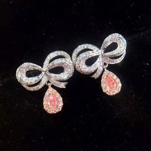 Boucles <span class=keywords><strong>d</strong></span>'oreilles pour femmes en or blanc 18 ct 0.205/0.17ct rose avec <span class=keywords><strong>diamant</strong></span> de mariage européen - Product Image 4