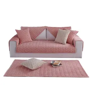 Mùa đông nhung sofa đệm màu rắn Ghế đệm đơn giản hiện đại sang trọng dày không trượt rắn gỗ sofa Bìa khăn