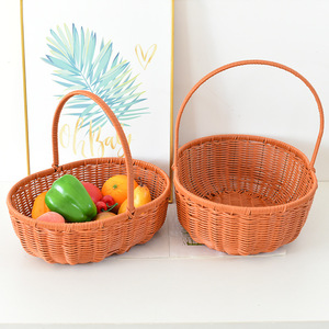 Handmade Woven Rattan <b>Basket</b> Round Large For Fruit Storage Kitchen Use - Product Image 1