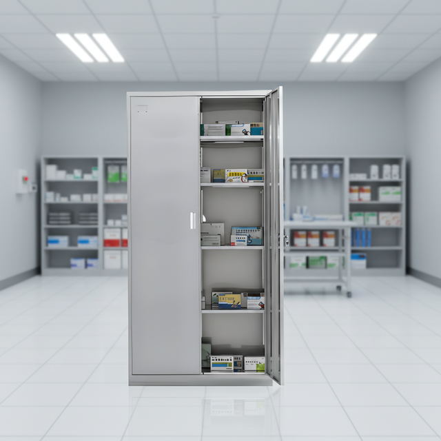 Henan Sunjoy Adjustable Knock-Down Double Door Stainless Steel Cabinet Lockable Space Saving
