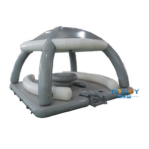 Venta al por mayor Inflable Piscina <span class=keywords><strong>Bar</strong></span> Isla Flotante Bajo Precio Agua Instalaciones de entretenimiento Plataforma Flotante Tienda Sol Refugio Salón - Product Image 3