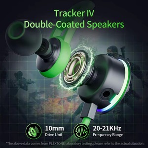 Écouteurs de jeu RGB intra-auriculaires filaires avec microphone, prise jack 3,5 mm, transducteur dynamique pour téléphones mobiles et PC - Product Image 2