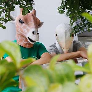 Cadılar bayramı gerçekçi çevre dostu lateks maske sevimli hayvan zürafa baş maskesi kostüm Cosplay komik parti maskeleri cadılar bayramı günü - Product Image 3