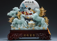 Figurine décorative Feng Shui en résine peinte à la main, style chinois, motif cheval, cadeau de vacances pour salon ou télévision