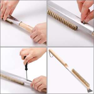 Brosse de nettoyage <span class=keywords><strong>pour</strong></span> <span class=keywords><strong>four</strong></span> à pizza avec grattoir et manche long, brosse <span class=keywords><strong>pour</strong></span> barbecue avec poils - Product Image 4
