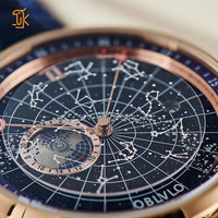Fabricant de montres OEM, montre-bracelet mécanique personnalisée en or rose avec cristal saphir, calendrier, bracelet en acier inoxydable pour hommes