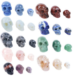 بيع بالجملة!! تمثال من الأحجار الكريمة منحوت على شكل جمجمة ، تمثال كوارتز منحوت يدويًا ، حرف جماجم كريستالية صغيرة للزينة - Product Image 1
