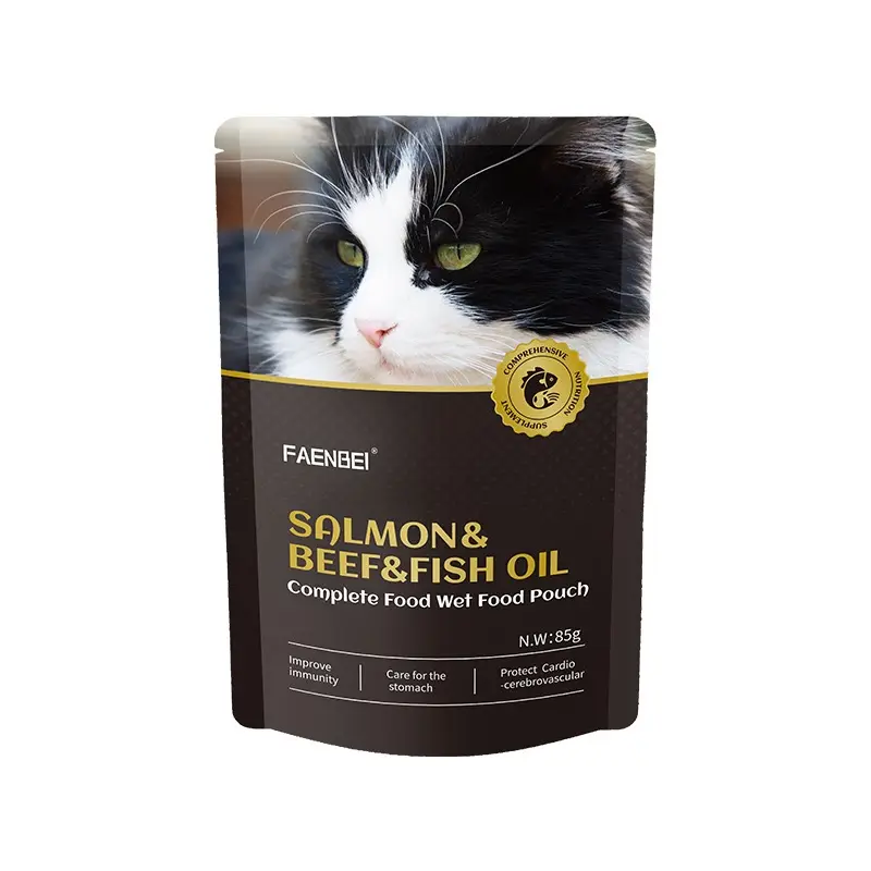 2024 popolare borsa 85g di salmone olio di pesce di manzo cibo umido per gatti snack per gatti