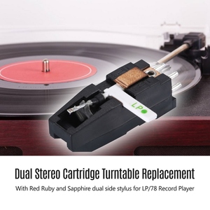 Tourne-disque phonographe double cartouche stéréo avec aiguille de stylet double face rouge rubis <span class=keywords><strong>saphir</strong></span> <span class=keywords><strong>pour</strong></span> tourne-disque vinyle LP/78 tr/min - Product Image 3