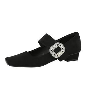 8293-K112 BIGTREE Style français <span class=keywords><strong>petit</strong></span> daim parfumé une pièce ceinture Mary Jane chaussures pour femmes navettage, <span class=keywords><strong>talon</strong></span> épais strass - Product Image 5