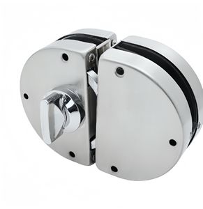 ステンレス製二重磁気スライドガラスドアロック U字型デザイン 防水 キー操作 研磨済み 盗難防止 オフィス用 - Product Image 3