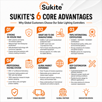 Contrôleur solaire PWM Boost 3238 3.2V 40W 20A fiable de Sukite pour éclairage public à énergie solaire avec capteur