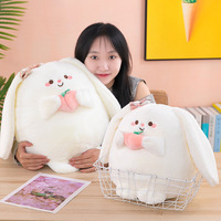 En gros, Peluche lapin mignon avec nœud décoratif, oreilles longues et duveteuses, en forme de cerise, coussin décoratif pour la maison, cadeau de fêtes