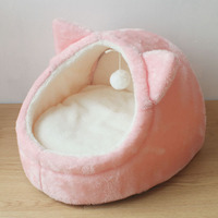 Lit pour animaux de compagnie en forme de maison de luxe pour chat et chien, doux, confortable, amovible, lavable, emballé en boîte/carton, toutes saisons