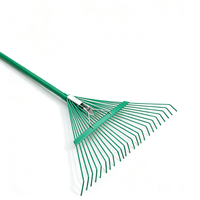 Râteau à feuilles Harley en acier pour jardinage, niveleur de paysage, râteau à gazon pour feuilles - Vert 24 dents pour nettoyer les feuilles et le gazon