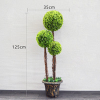 Arbre artificiel en plastique à trois boules vertes, 80-100 cm, durable, longue durée, décoration extérieure, Thanksgiving, Noël, Pâques
