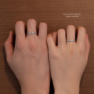 Bagues de couple en argent sterling 925, style personnalisé, réglables, superposées, pour mariages, bijoux en argent, YB-XY-816 - Product Image 3