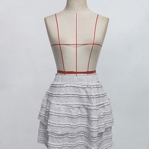 Wholesale Custom OEM/ODM Solid Color Textured Fabric <b>Ruffle</b> Hem <b>Skirt</b> Y2K Outfit <b>Mini</b> Short <b>Skirt</b> - Product Image 2