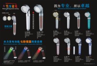 Pommeau de douche LED à contrôle de température, 3 couleurs changeantes, économie d'eau, 3 modes de jet avec inverseur, finition chromée, pierres minérales