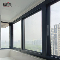 Fenêtre coulissante en aluminium noir mat sur mesure avec rail de drainage, glissière fluide et grande baie vitrée pour balcon et appartement